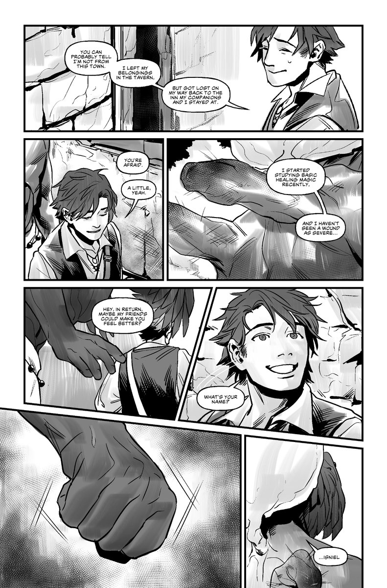 francishsie's tweet photo. a four page crossover with @ghangaji_ 's protag and esra &amp; my bug angel and Vatnar (character post under thread) https://t.co/GBKTUfh8NH