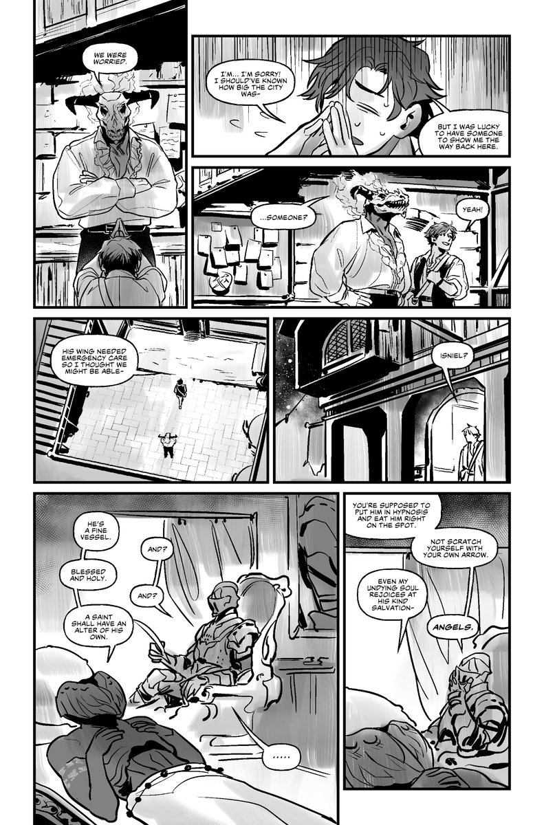 francishsie's tweet photo. a four page crossover with @ghangaji_ 's protag and esra &amp; my bug angel and Vatnar (character post under thread) https://t.co/GBKTUfh8NH