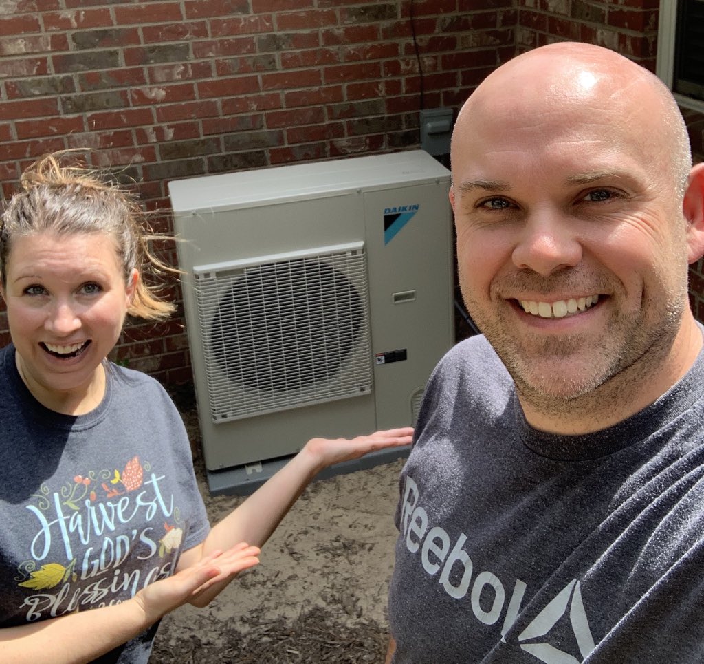 DustinSlaton's tweet photo. Happy early anniversary to @melodyslaton. This has to be the “coolest” present I’ve ever given you! #ACProbs @daikin_america https://t.co/DlAxntFOLx