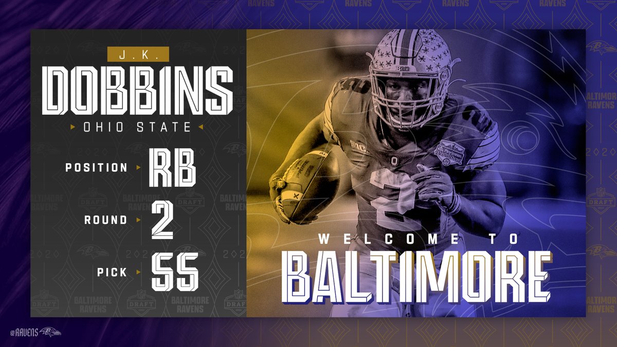 Ravens's tweet photo. Welcome to Baltimore, @Jkdobbins22 ❗️❗️ https://t.co/3uAfGt1ACG