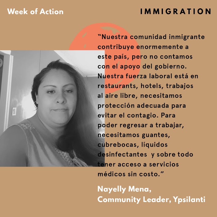 HuronValleyDSA's tweet photo. Huron Valley DSA stands in solidarity with our immigrant comrades because #ImmigrantsAreEssential and our current immigration system is systematically unjust. #CountdownToKeepMISafe https://t.co/7Qa8b57SxS