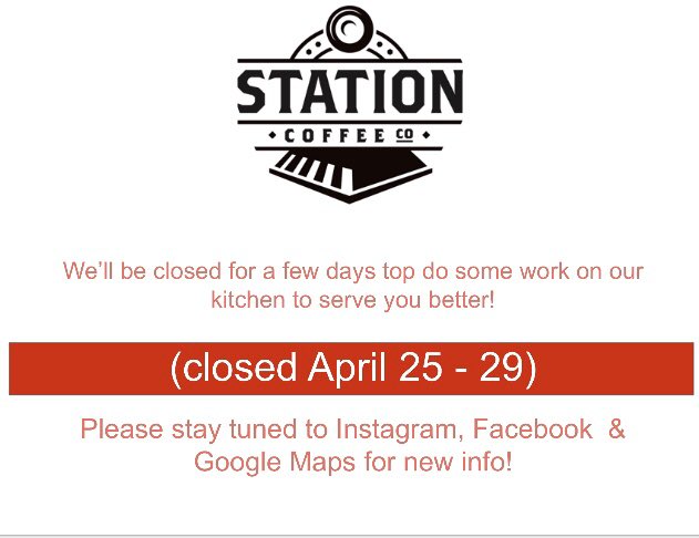 To our <a href="/StationCoffeeCo/">Station Coffee Co</a> people: don’t fret, we just need a few days to do some work on the kitchen so we can make you more cookies. Or cheesecake. Or... whatever. We miss you, but we’re very excited to get bask at it! ❤️