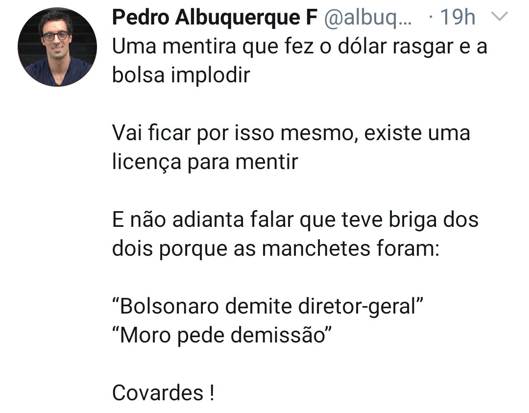 Pedro Albuquerque, CEO do  @Tradersclubbr, plataforma paga para troca de informações sobre o mercado: não era fake news, era jornalismo. https://hashtag.blogfolha.uol.com.br/2020/04/24/nao-era-fake-news-era-jornalismo-moro-caiu/?utm_source=twitter&utm_medium=social&utm_campaign=twfolha