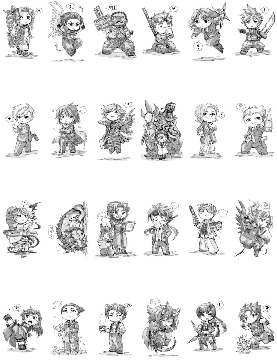 #FFVII chibi and suit collections, and the illustrations for the Nibelheim Incident written by @FFVIINovels 