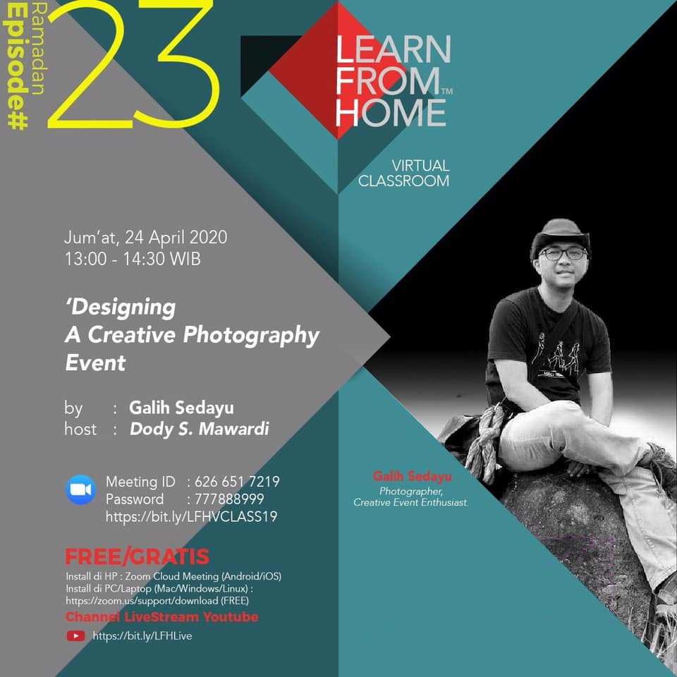 LEARN FROM HOME #23 : “Designing A Creative Photography Event” | Nara Sumber : galih sedayu | 24 April 2020 airfotonetwork.net/2020/04/25/lea…