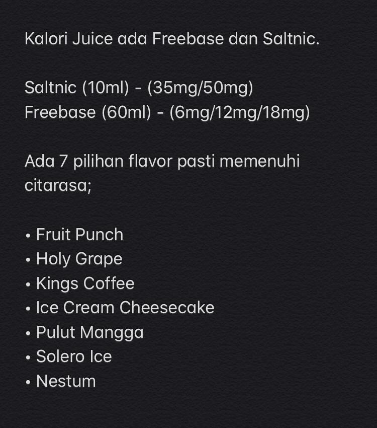 _emint_'s tweet photo. Flavor Vape korang dah habis? Buntu nak cari kat mana? 

@KaloriJuice adalah pilihan anda! 

Kualiti US, harga Malaysia!

Ada Freebase dan SaltNic.

SaltNic (10ml) (35mg/50mg)
Freebase (60ml) (6mg/12mg/18mg)

Berminat? WHATSAPP sini : https://t.co/ZdThOgiYvK https://t.co/G2hRL081cQ