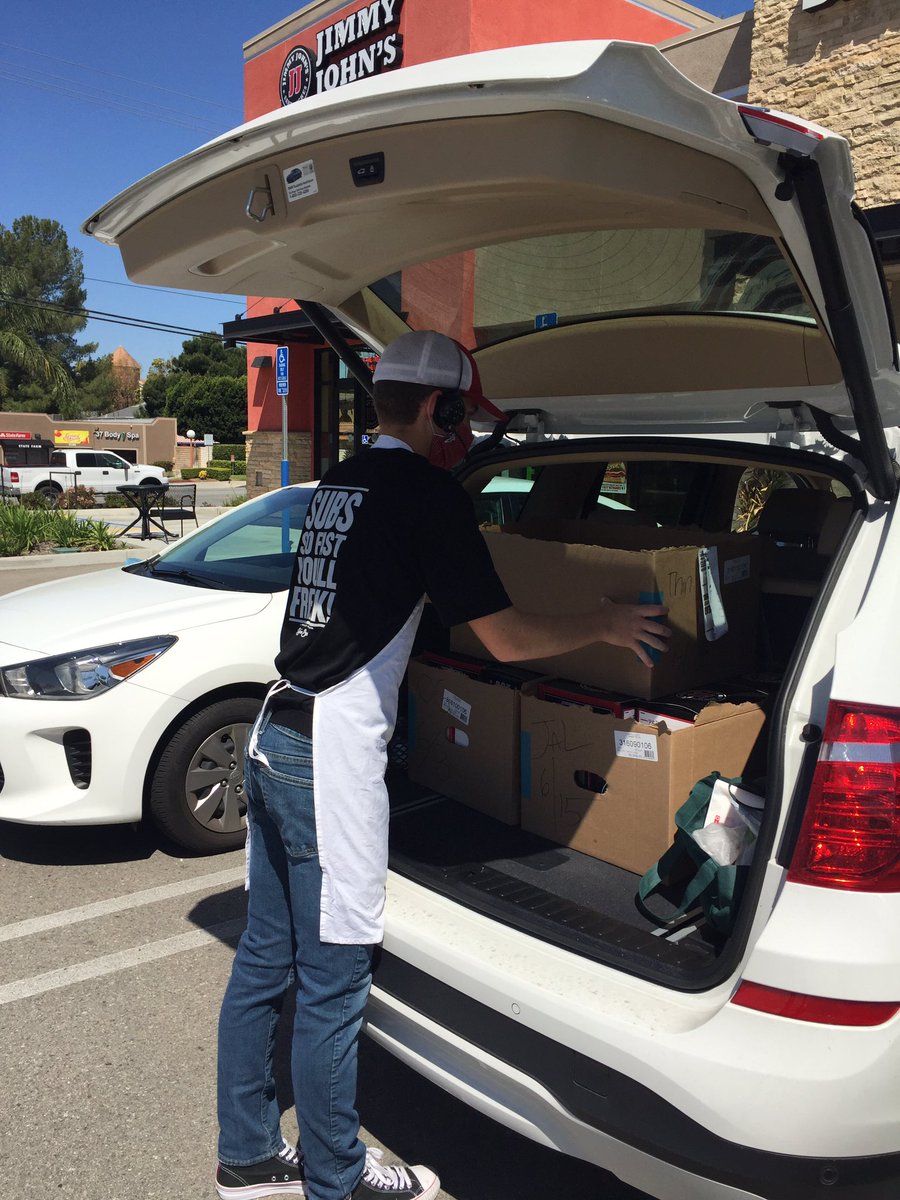 AnaheimHope's tweet photo. From your pictures to our essential workers. Tigers are making a difference #deliveryday #jimmyjohns #tigersgivingback #saythanksspreadhope https://t.co/72eJpmopuX