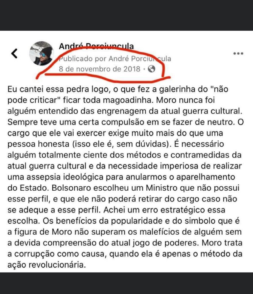andreporci's tweet photo. Não é por nada não, mas cantei essa bola antes da nomeação de Moro. https://t.co/nQtZIVfgVN