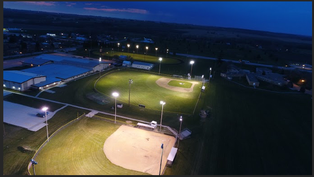 RVWolverines's tweet photo. Our last night of “Light Up Iowa!”   Special thanks to Mr. Alfredson for operating the drone. Great night and photos of our wonderful complex. #WeAreRV!  #lightupIowa! https://t.co/7u5VlB5bPd