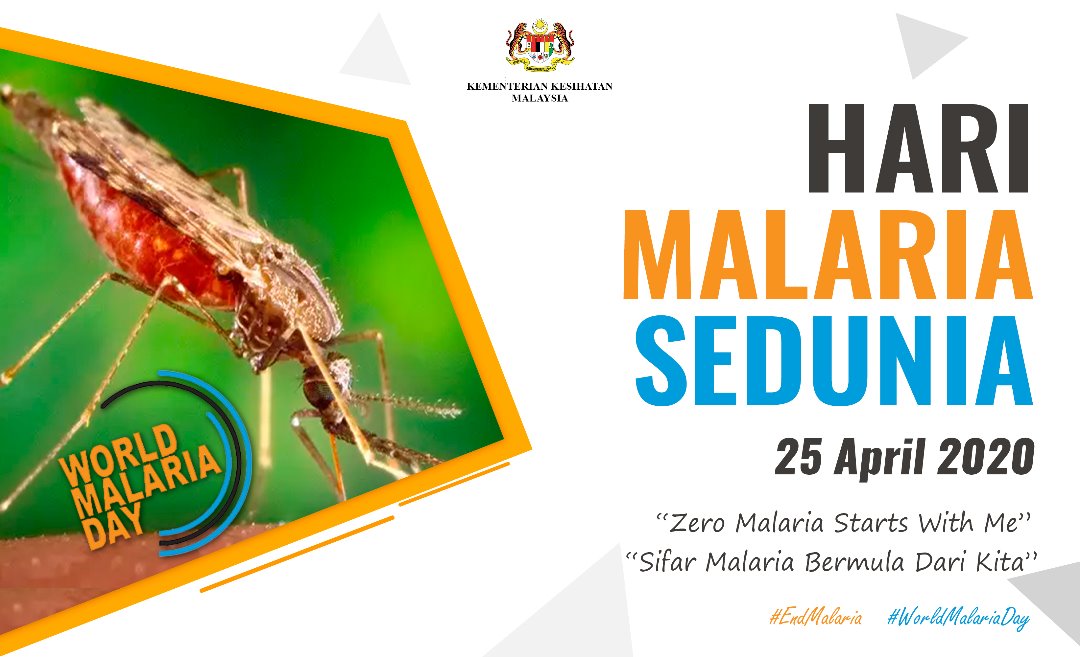 MyHEALTHKKM's tweet photo. Hari Malaria Sedunia disambut setiap tahun pada 25 April di seluruh dunia bagi menyatakan komitmen berterusan untuk pencegahan dan kawalan penyakit malaria. 

‘Sifar Malaria Bermula Dari Kita’ (Zero Malaria Starts With Me).

#malaria
#sihatmilikku
#walkthetalk https://t.co/6SlzghVwuV