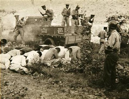 The slaughter had indeed taken place, but had been carried out by the US-backed Syngman Rhee govt against "communists". Two jeep-loads of US soldiers had attended and taken photos. The Korean military was at that time ruled by the US under the Korea Military Advisory Group (KMAG)