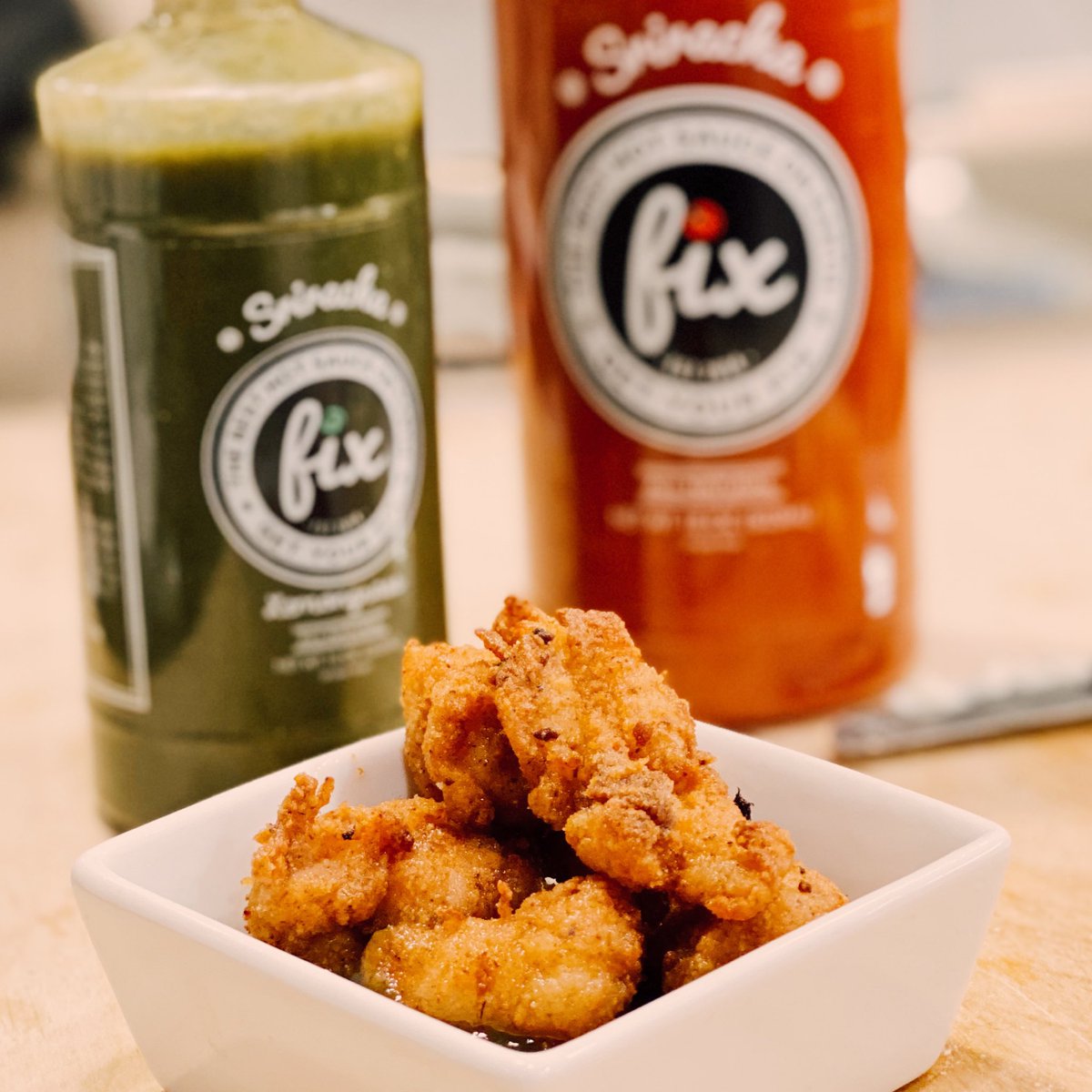 So <a href="/JustinHernandez/">Justin Hernandez</a> sent me two bottles from <a href="/FixHotSauce/">Fix Hot Sauce</a>. 

Made this popcorn chicken and now all I need is a visit from <a href="/seanseaevans/">Sean Evans</a> and a celebrity guest. 

Let’s go 🔥