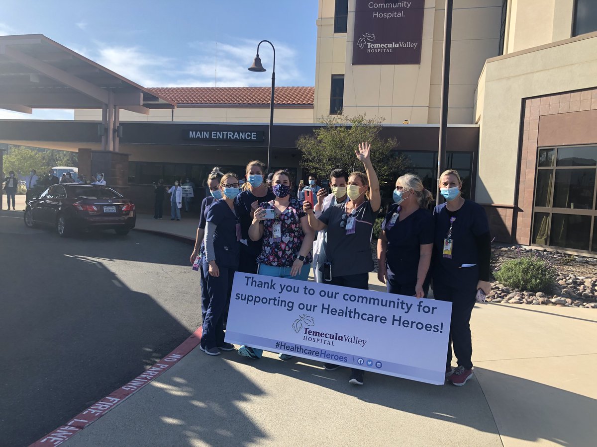 Thank you to the @TemeculaVBWine, Mayor Stew, Temecula Valley Police & Fire and so many of our local community members for showing your support with an amazing parade around the hospital tonight for our #HealthcareHeroes.