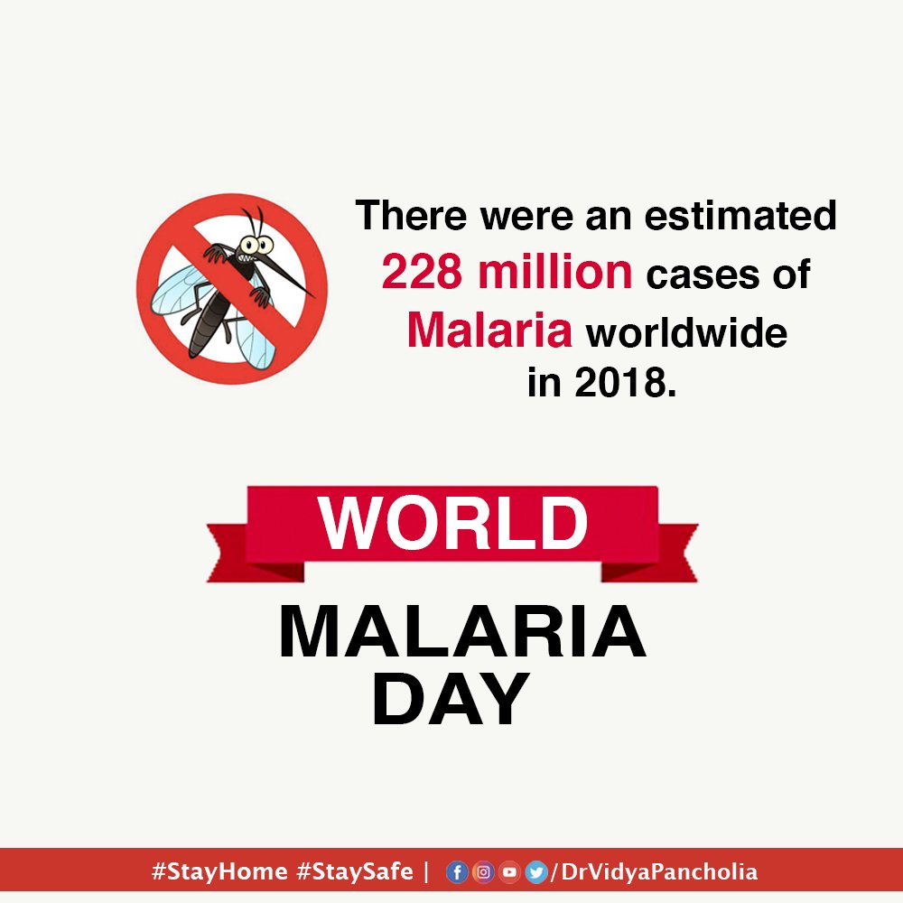 VidyaPancholia's tweet photo. Do you know?
Almost 5,50,000 people die from #Malaria every year.
Today on World Malaria Day, Let's take a Pledge to stay aware and Precautious against this deadly disease.
.
#WorldMalariaDay #Awareness #VPTalks #DrVidyaSays #Indore #Health #Happiness https://t.co/JhdlfyP7Xh