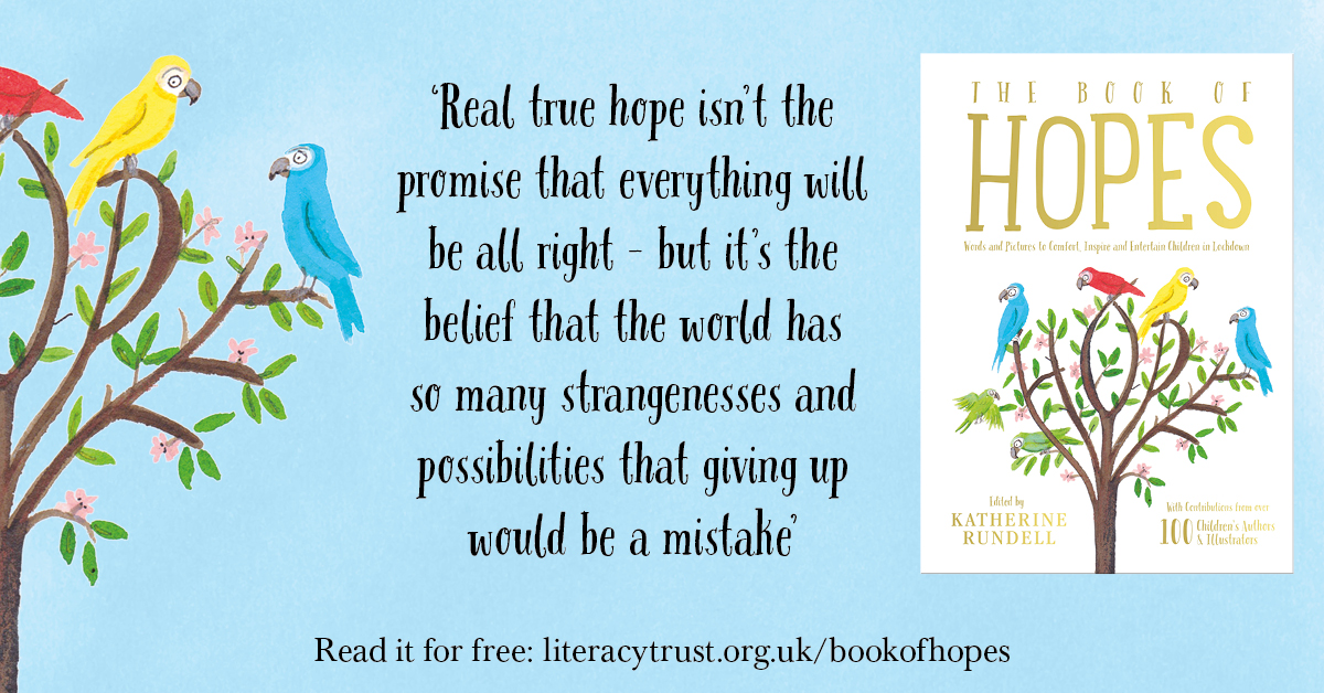 Delighted to have written about the time I fainted in front of the Queen for this free collection to inspire and entertain kids in lockdown - THE BOOK OF HOPES, edited by #katherinerundell. 

Download for free on Monday! literacytrust.org.uk/bookofhopes