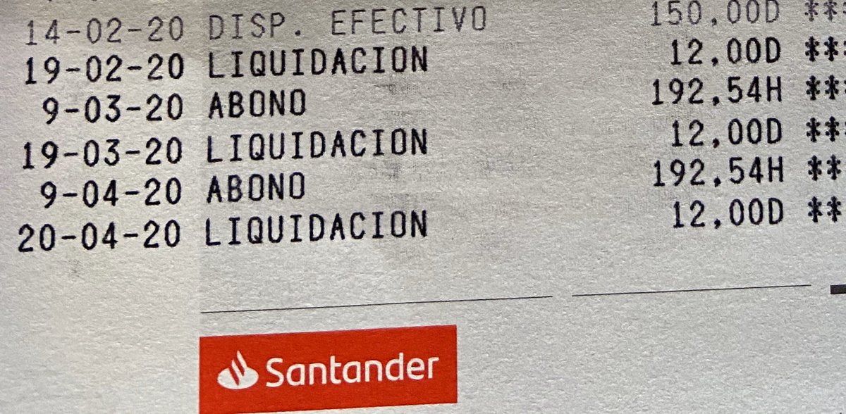 bridetheprinces's tweet photo. @bancosantander mi padre 93a. me pide q revise cartilla. Una pensión 192€, le cobráis 12€/mov. En serio? Además de todas las pegas para hacer reintegros, no ahora, antes ya lo enviabais al cajero. Le da vergüenza no saber hacerlo. Es una invitción q se vaya? No quieren pobres? https://t.co/FONX0d3MtR