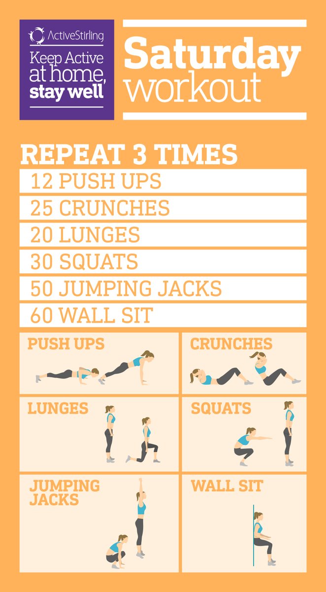 activestirling1's tweet photo. Welcome to today’s workout – the sixth of our seven day workouts! 
 
Try one a day and post your results, comments, pics and films here to let us know how you got on.

#7dayworkout #Weekend #Saturday #Workout #KeepActiveAtHome #StayWell

@StirlingCouncil https://t.co/VzpTUaPZuy