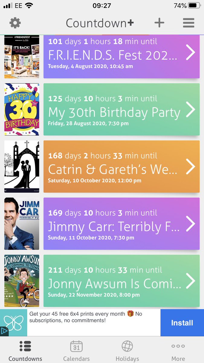 Aaronplem's tweet photo. My Updated Events Countdown for 2020-2021

I’m glad the Events originally in 2021 are staying with that date lol 😂 

Still waiting for 2 Events to be Rescheduled though 😁👍 #CountdownPlus https://t.co/Zdz4mMpW9s