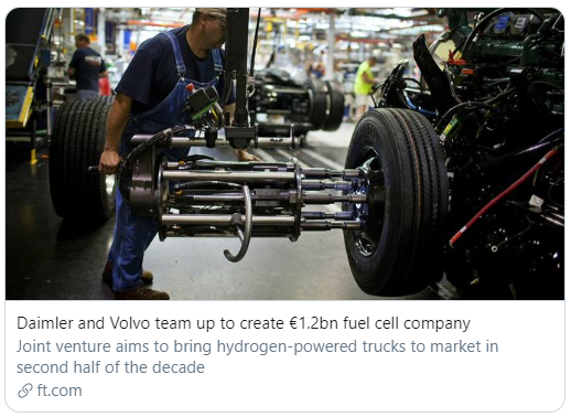 In reaction to this thread of  @MLiebreich (with reactions of  @bryworthington) let me explain why I think eTrucks (not hydrogen, not trucks with catenary overheads) will corner most of the 40 tonnes heavy semi-trucking market and outcompete diesel. https://twitter.com/MLiebreich/status/1253570658895872000