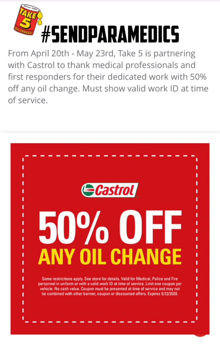 Take five sale oil change coupon