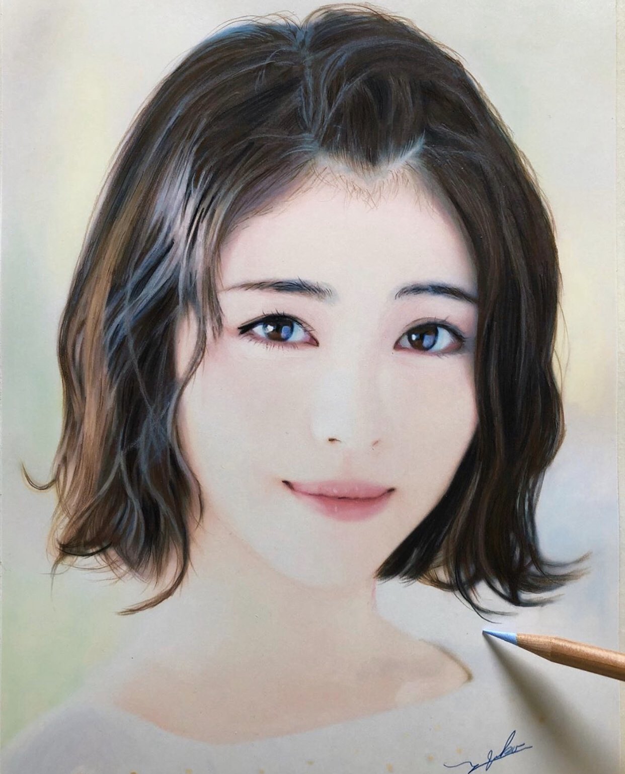 色鉛筆画 美人画 浜辺美波さん似? ② www.sudouestprimeurs.fr
