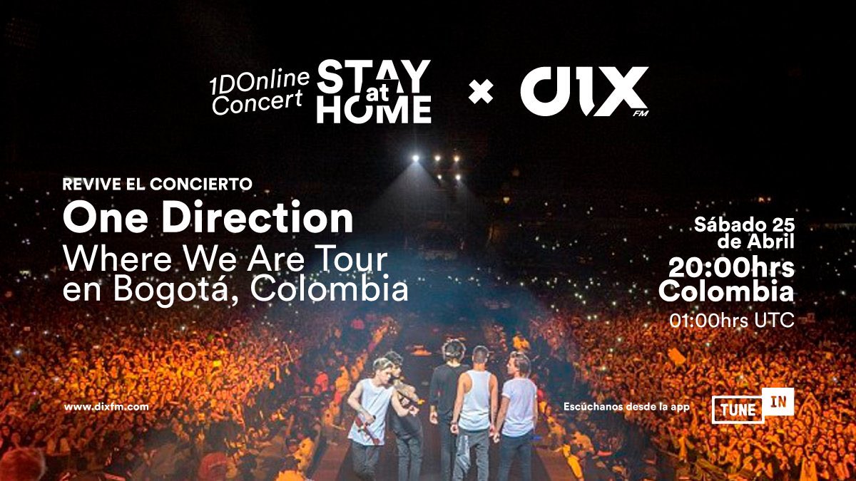 Ticketliveco's tweet photo. El momento se acerca... 👀

#1DOnlineConcertStayAtHome 

Después de 6 años revivamos el Where We Are Tour de @onedirection en Bogotá, Colombia. Sábado 25 de Abril a las 20:00hrs Colombia / 01:00hrs UTC. https://t.co/1BATcsyMyz