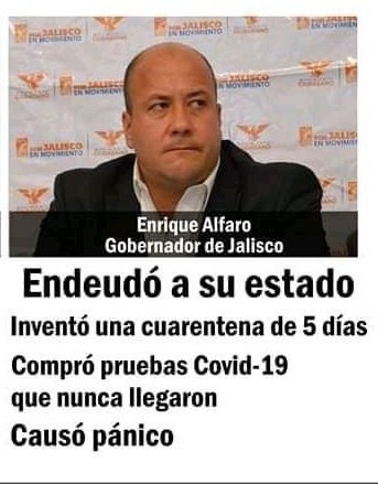 Oselotl3's tweet photo. @EnriqueAlfaroR Todo Jalisco te repudia,estás logrando que los jaliscienses se unan,pero contra ti y tus  excesos de pequeño dictadorcito. https://t.co/z9efbmYFuF