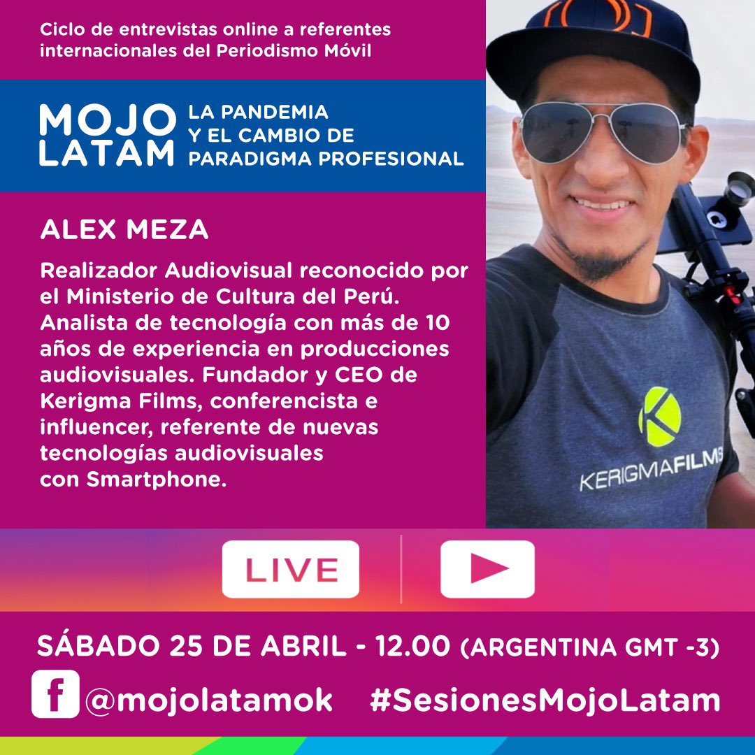 KerigmaFilms's tweet photo. Hoy sábado 25 a las 12hrs Argentina, @AlexMezaTV en vivo hablando sobre @SwitcherStudio y más 👍🏻🇵🇪 https://t.co/yYV8fqdXxc