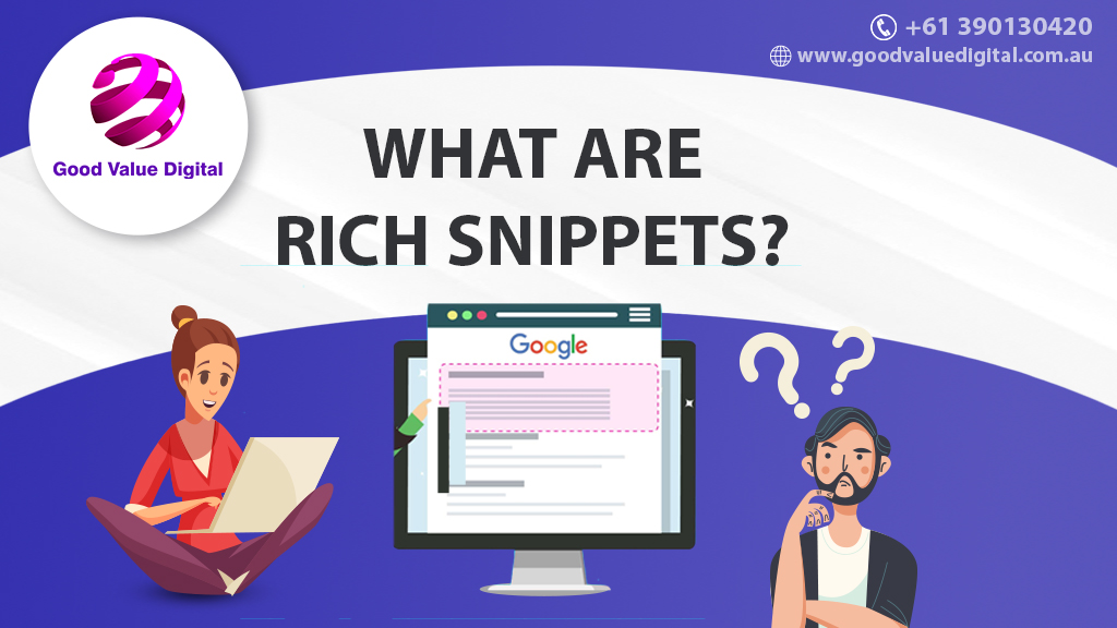 Goodvaluedigitl's tweet photo. Rich Snippets are the structured data markup that can be add existing #HTML. It allows the #searchengine to understand better what #information and data contained on each web pages.

Contact us: +61 3 9013 0420

Website: https://t.co/gtRUxHcM3J

#SearchResults #Google https://t.co/FL9cSqV83G