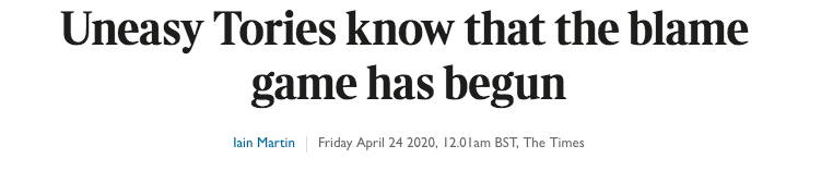 It is likely ALL of the above (except Raab who is clueless) are actively briefing against each other, to save their careers. The early briefing in the papers was all about failures, generally. Then they started to zero in on Public Health England. 3/6