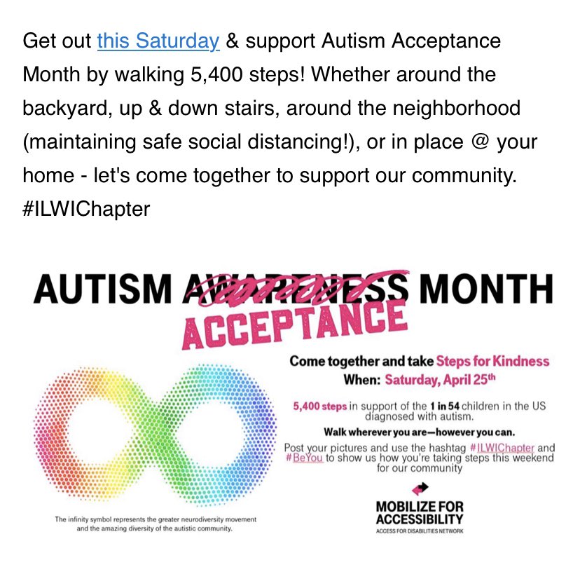 #ILWIChapter #AutismAcceptanceMonth #DiversityandInclusion #ADN #Stepsforkindness #Magentastyle