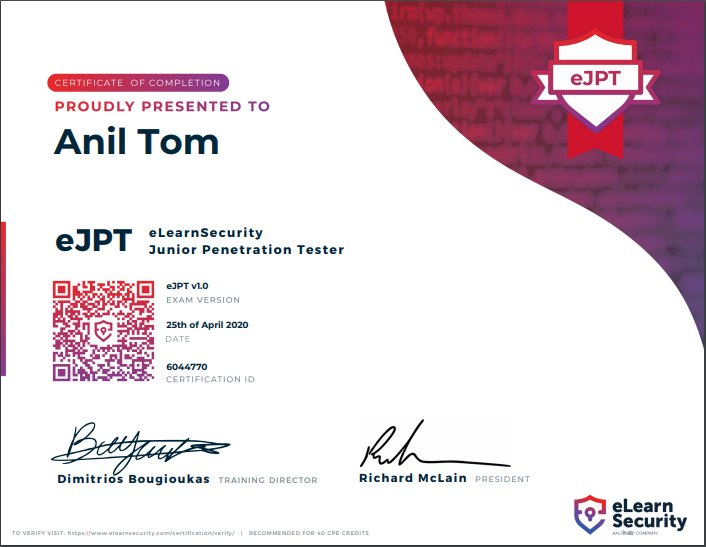 mr_4nk's tweet image. eJPT ❤️
Thanks @eLearnSecurity
for the great course  #eLearnSecurity #ejpt #pt #certification