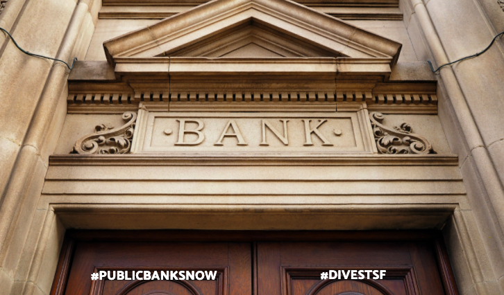 sfpublicbank's tweet photo. 📢 From Wall Street to Our Streets 📢

Join us @ the @sfbos meeting to urge Supervisors to pass a Resolution Calling on Congress to fund Public Banks! 💸🏦

When: Tuesday 4/28 @ 2:30pm
How: ☎️(888) 204-5984 / 🔓3501008 / https://t.co/Rh2SNGi2zM 

#PublicBanksNow #DivestSF https://t.co/URYTZTi9Im