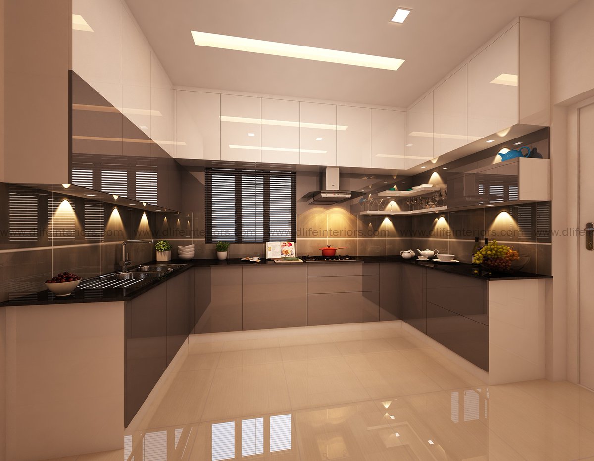 Dlife Home Interiors On Twitter U Shape Kitchen This Is A Kitchen Design That Is A Delight To Work In From The Graceful Layout Of Cabinets And Drawers To The Combination Of Lights