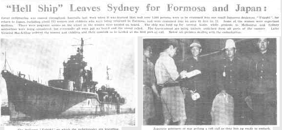 In March 1946 at Sydney harbour, in order to avoid being repatriated on an over-crowded hell ship, some Formosans defiantly argued that they're now not Japanese but Chinese. The Chinese vice-consul came & told them that "as Chinese, they would have to suffer too". Bit harsh. (3)