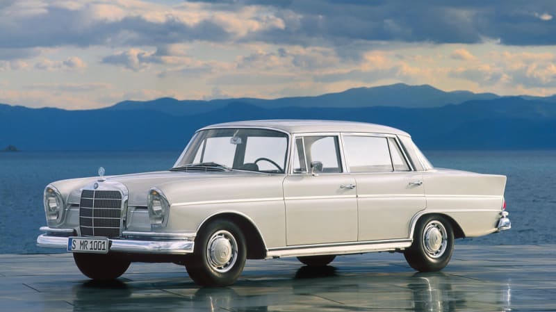 2. Mercedes-Benz W111, W108/109 Series - 1959 to 1971: Mercedes-Benz's so-called Fintail ( Heckflosse in German) sedans introduced the world's first crumple zones. Engine sizes grew over the years from a 2.2-litre inline six all the way up to a 3.5-litre V8.