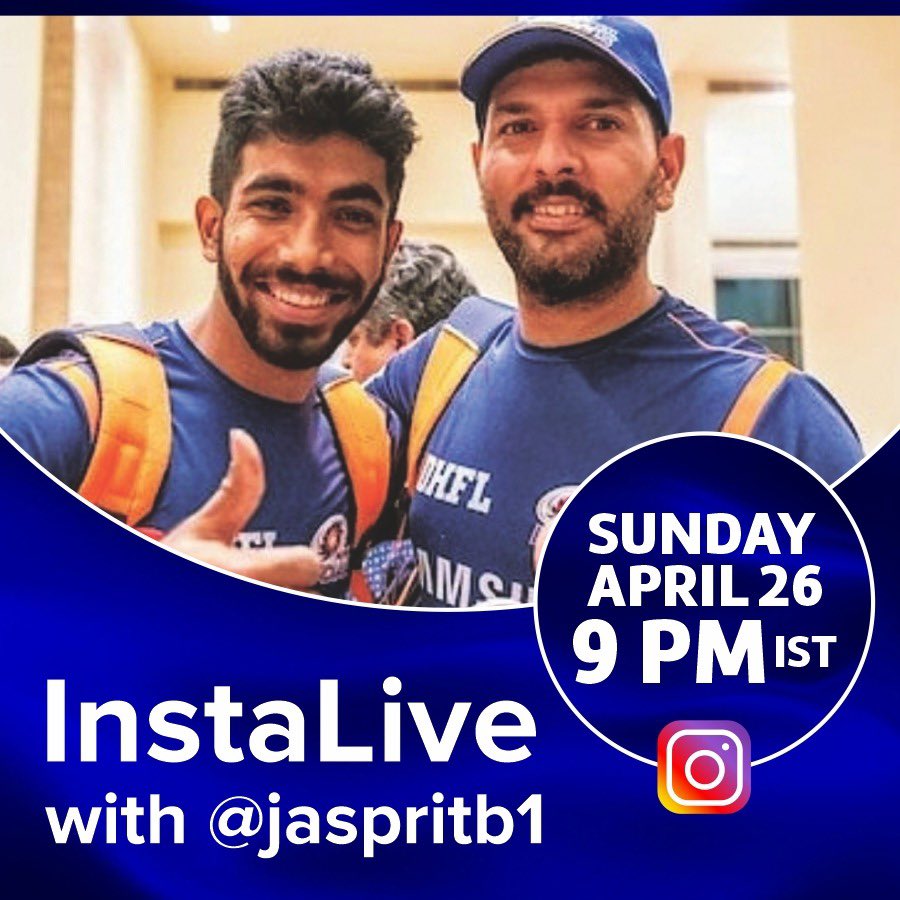 YUVSTRONG12's tweet photo. Going live with lean-machine boom-boom-Bumrah @Jaspritbumrah93 - you don’t want to miss this one! 

Catch it live on Insta @jaspritb1 https://t.co/zou2gfwZRz