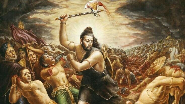 Vishnudharmottara Purana and Rupamandana describes him as a man with matted locks, with two hands, one carrying an axe. However, the Agni Purana portrays his iconography with four hands, carrying his axe, bow, arrow and sword. (2/6)
