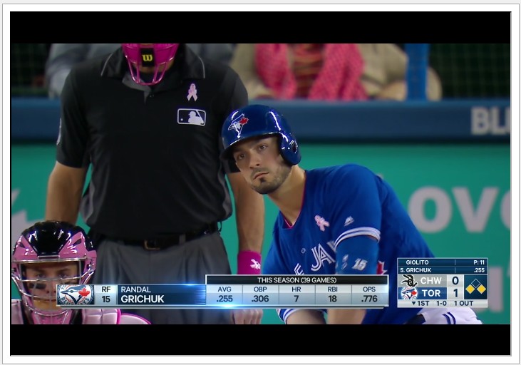 Fortunately, the Jays got themselves this extremely GORGEOUS specimen, Randal Grichuk. Love at first sight, y'all. I legit was like, "Hellooooooo there!" when I saw him. Can I haz BAEseball back, pls??
