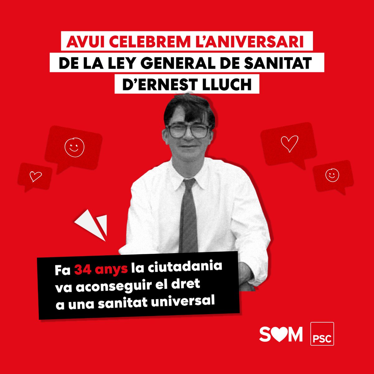 socialistes_cat's tweet photo. 👏El 25 d’abril de 1986 es va promulgar la Ley General de Sanidad amb Ernest Lluch com a ministre de Sanitat.

👉Una llei que va donar a la ciutadania el dret a una sanitat universal i a tenir cura de la seva salut i de la dels seus. 

#AhoraTocaLucharJuntos
#SomPSC/❤ https://t.co/147DEAISGj