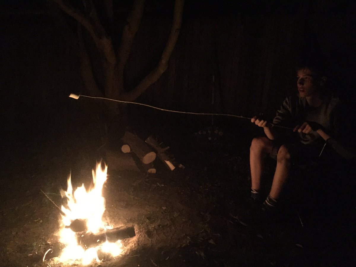 ScoutsFirst's tweet photo. ANZAC Day at home campfire with Hamish and Will #AnzacAtHome https://t.co/5235uNfP2J