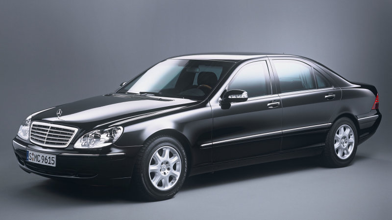 6. Mercedes-Benz W220 Series – 1998 to 2005: By swapping the S140's slab-like styling for sleeker, more elongated styling cues and a smaller footprint, the W220 delivered a world record-worthy aerodynamic drag cD of only .27, coming full circle from the W180's bus-like cD of .473