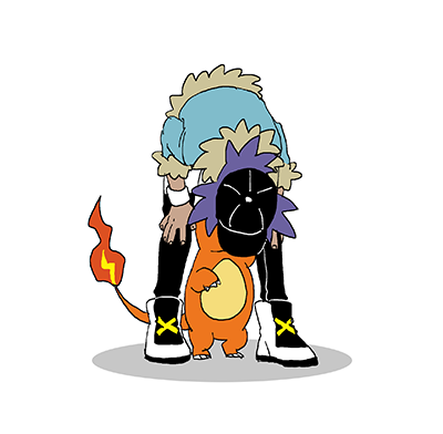 ヒトカゲ ,ダンデ(ポケモン) 「チュッチュ 」|小渕のイラスト