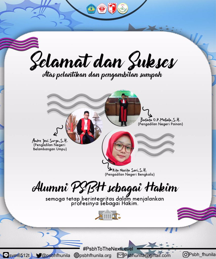 psbhfhunila's tweet photo. Selamat dan Sukses atas pelantikan dan pengambilan sumpah Alumni PSBH sebagai Hakim. Semoga tetap berintegrasi dalam menjalankan profesinya sebagai hakim.
#PSBHJAYA
#PSBHTOTHENEXTLEVEL https://t.co/R6TxLgNIav