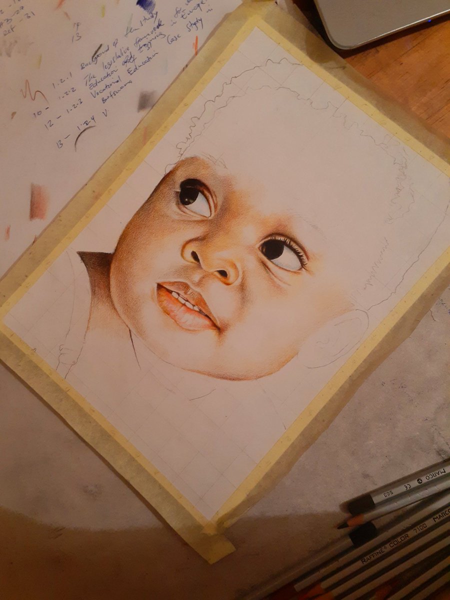 work in progress of Sibahle Mzizi, the beatiful daughter of @dumantando20  using colored pencils on paper.
Help me RT.
My name is Mzwandile Moletsane from Eswatini.
#level4lockdown #LOCKSOUTHAFRICADOWN #TiniTwitter