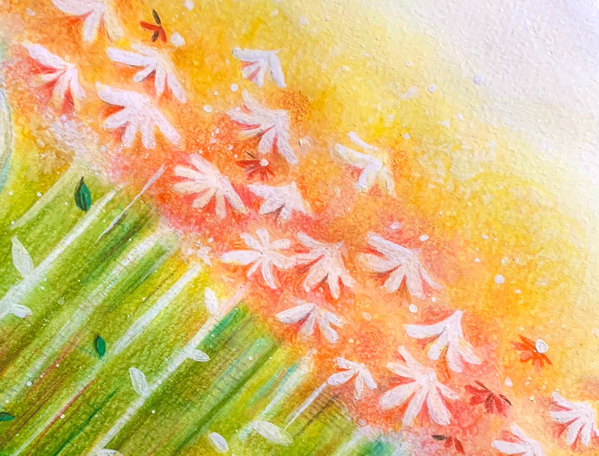 「花畑を駆けてゆく  #絵本 #イラスト #色鉛筆 #絵描きさん #花のある暮らし」|はる🌸のイラスト