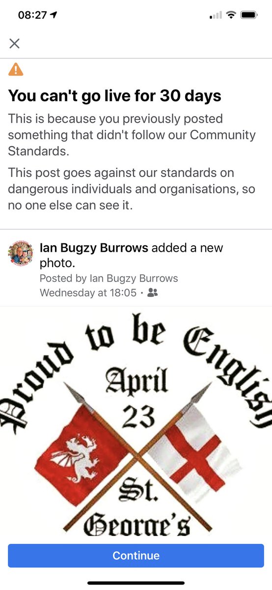 bugzy1967's tweet photo. Just got this notification from Face book... I’m an English man who showed he is proud of his Country 🤐🤬 https://t.co/lgRW0RFIDr