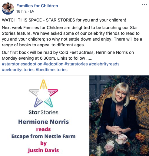 jdavisauthor's tweet image. Hermione Norris (Cold Feet actress) is reading my children's chapter book (ages 6-10) on Monday 27th April at 6.30 - links will be available on Families for Children facebook page. Enjoy! #news #kidlit @ChronandEcho