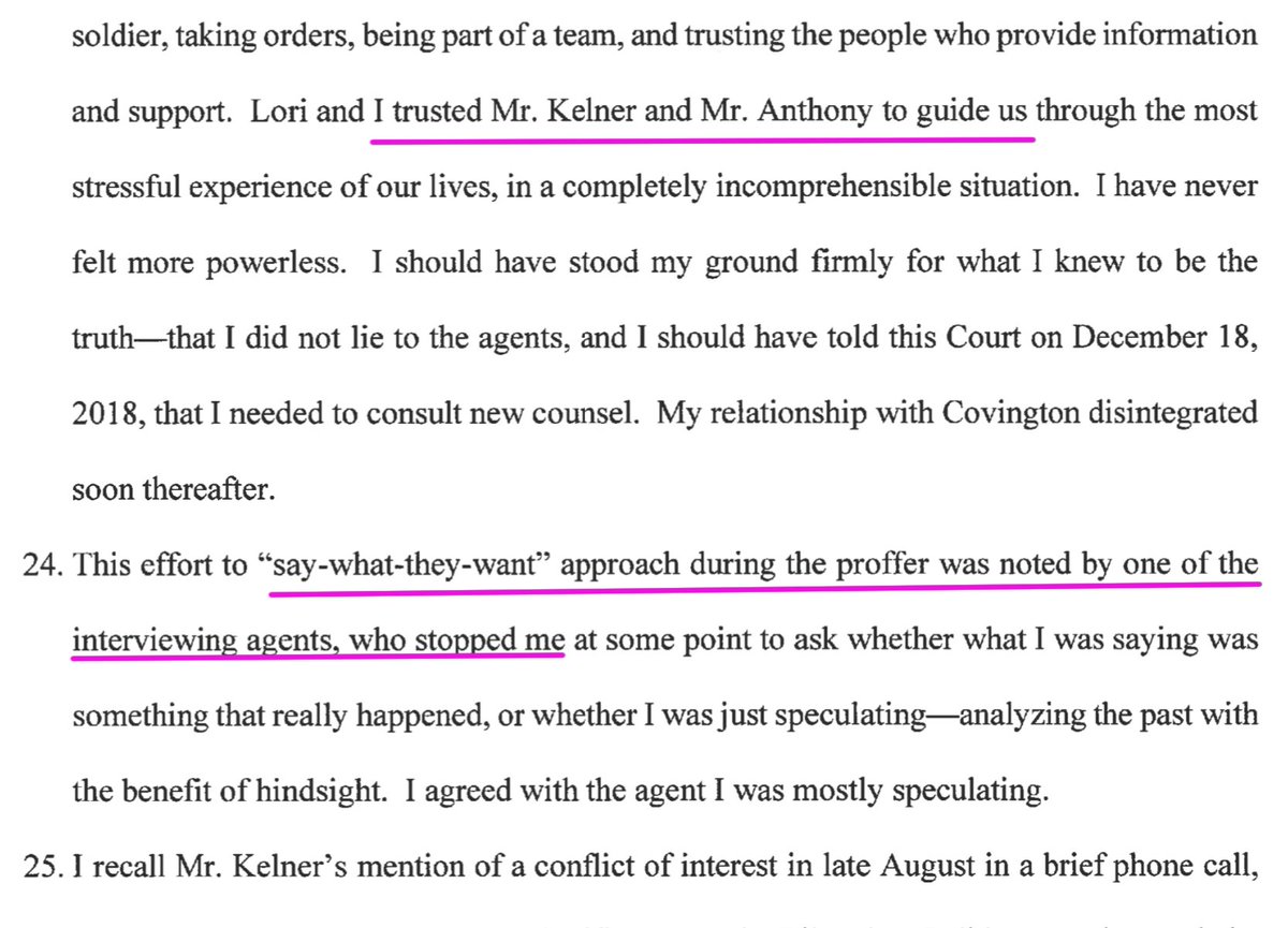 7. Get this: His deep state lawyers pushed on him the "'say-what-they-want' approach", while bilking him of millions, losing his house, asking General Flynn at the outset whether he "had anything" on President Trump because that would provide "much leverage with 'the government'"