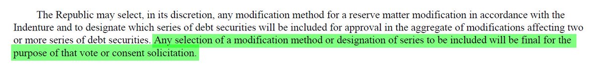 Furthermore I found on the page 63 of 2005 Indenture (see attach) this about reserved matters"Any selection of a modification method or designation of series to be included WILL BE FINAL for the purpose of that vote or consent solicitation.
